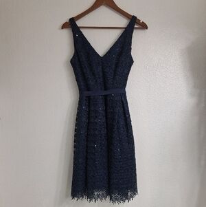Adrianna Pappel Navy Blue Sleevelees Crochet Dress Size 6